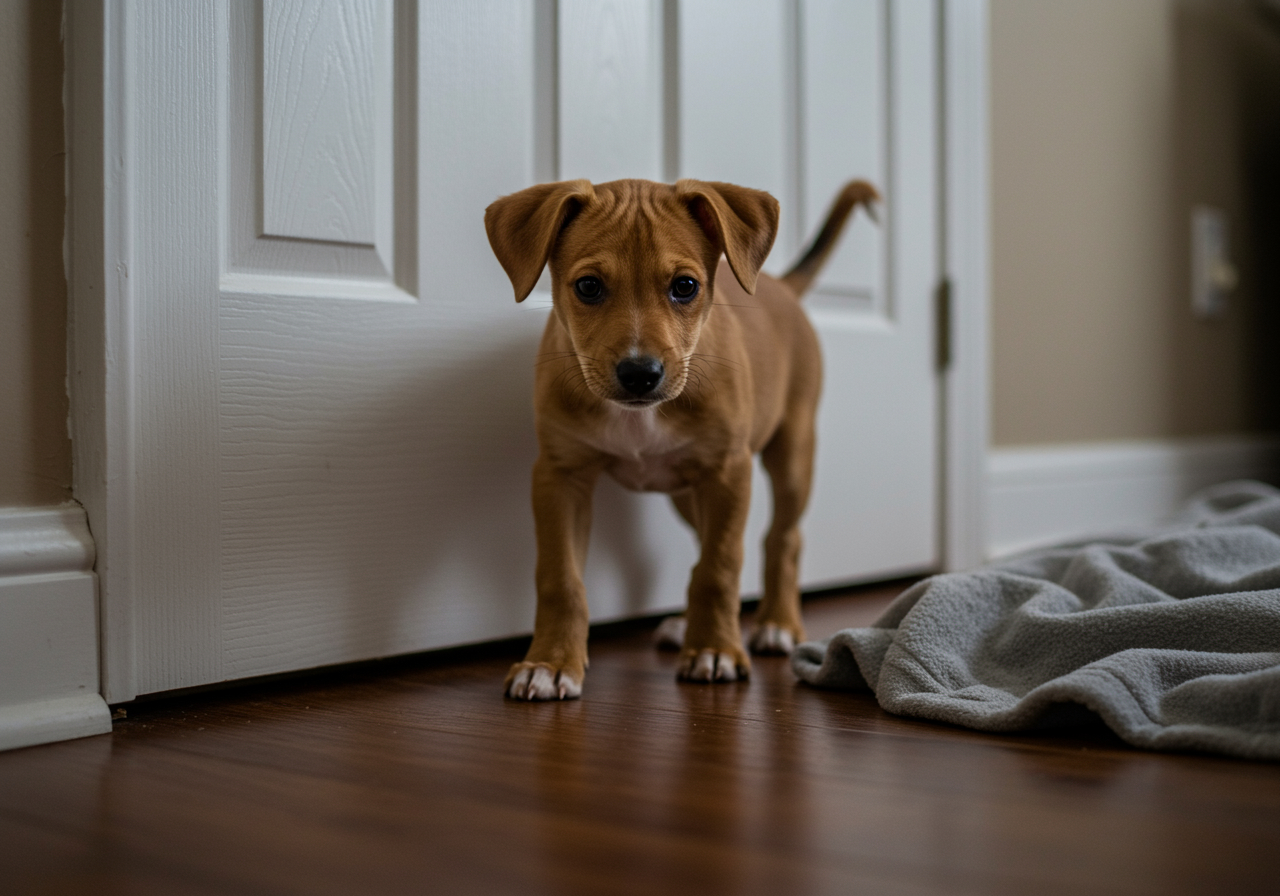 can you leave puppy home alone image