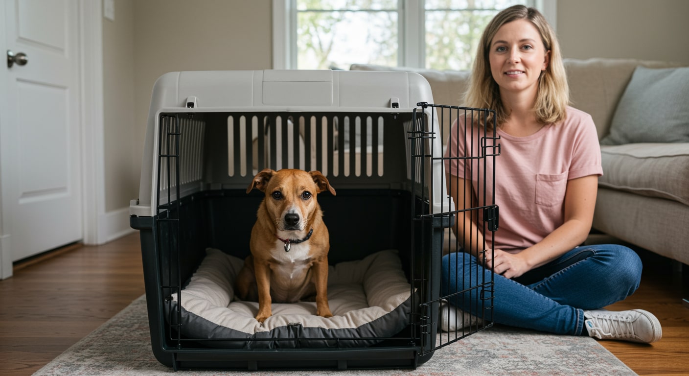 dog pees in crate image