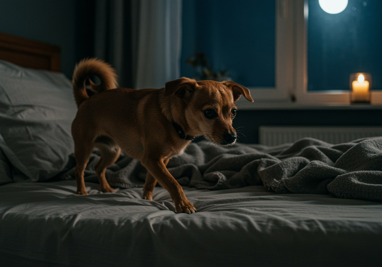 dog separation anxiety at night image