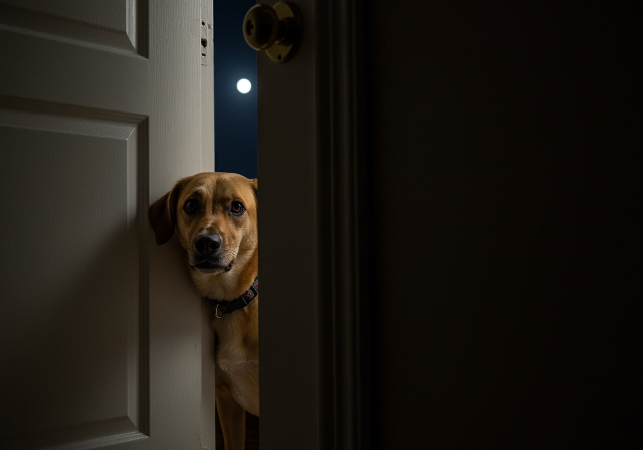 dog separation anxiety at night image