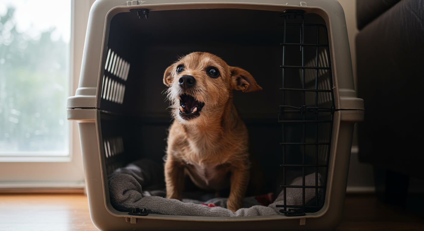 dog will not stop barking in crate image